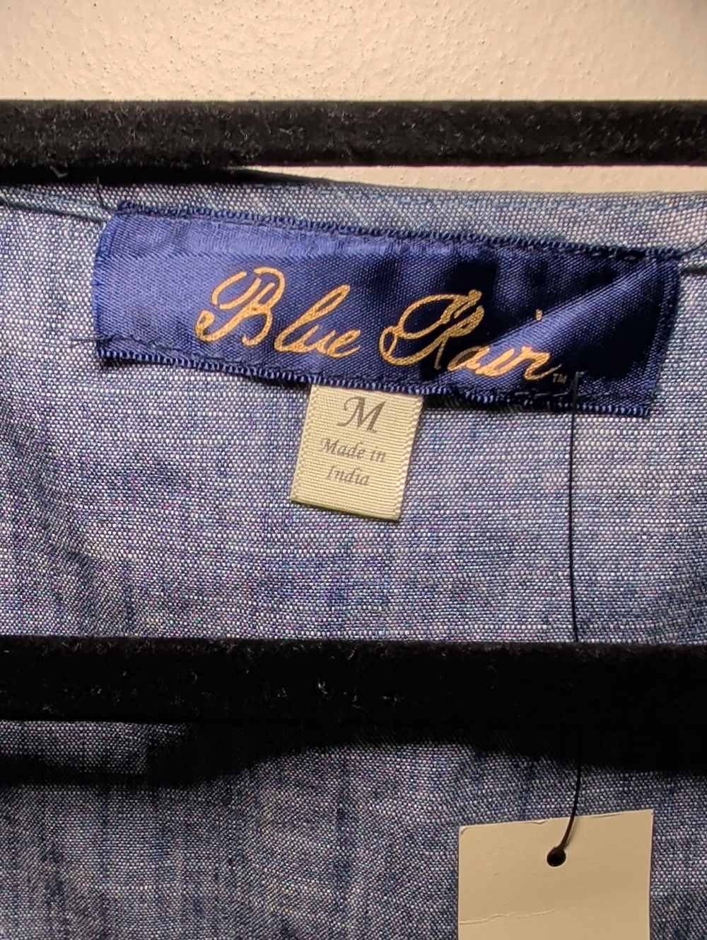 Blue Rain Chambray Wrap Crop Top Blue Ruffle Sleeve Button Front Women's Size M - Picture 2 of 7